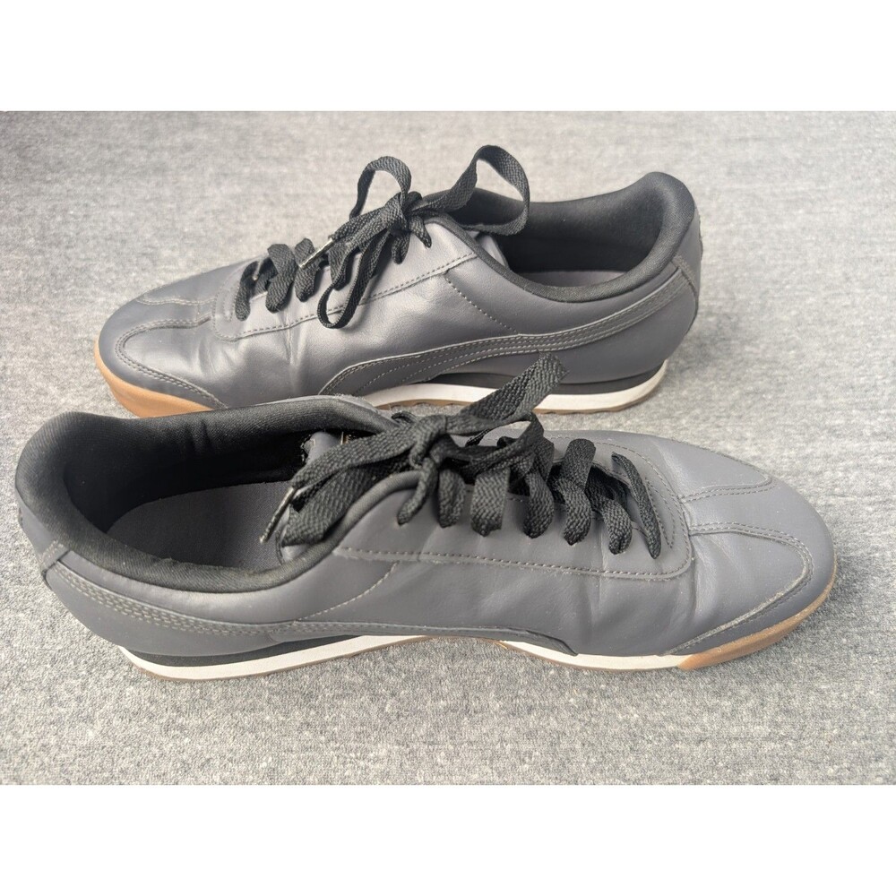 Puma Roma Classic Black Gum Leather Low Mens Shoes Sneakers 364681-04 Men's 11.5